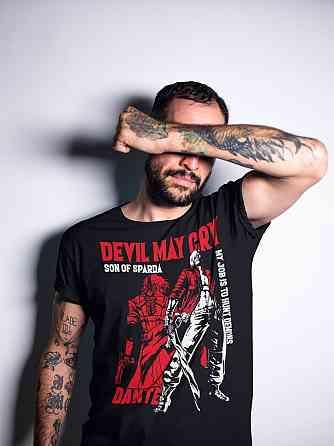 Футболка для хлопчика з аніме принтом Девіл Май Крй Данте оверсайз (зріст від 165 до 180) Чорний AnimeJ0163m Дніпро