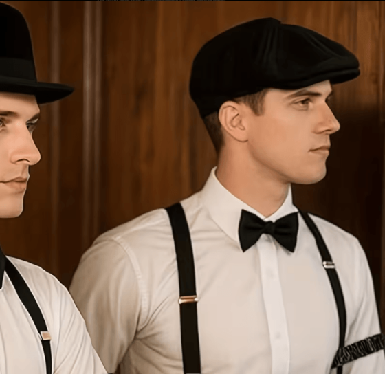 Гангстер, набор аксессуаров: Кепка ретро, подтяжки, галстук-бабочка = 3 предм. Киев