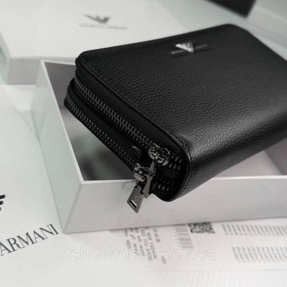 Кожаный брендовый кошелек клатч на два отделения Armani (6614) Киев - изображение 2