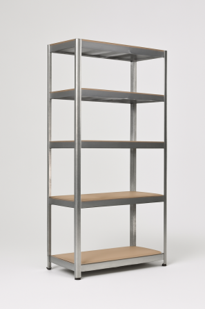 Металевий стелаж 150×75×30 см з п’ятьма міцними полицями — вантажність 175 кг на кожну полицю, виготовлено в Польщі. Львів