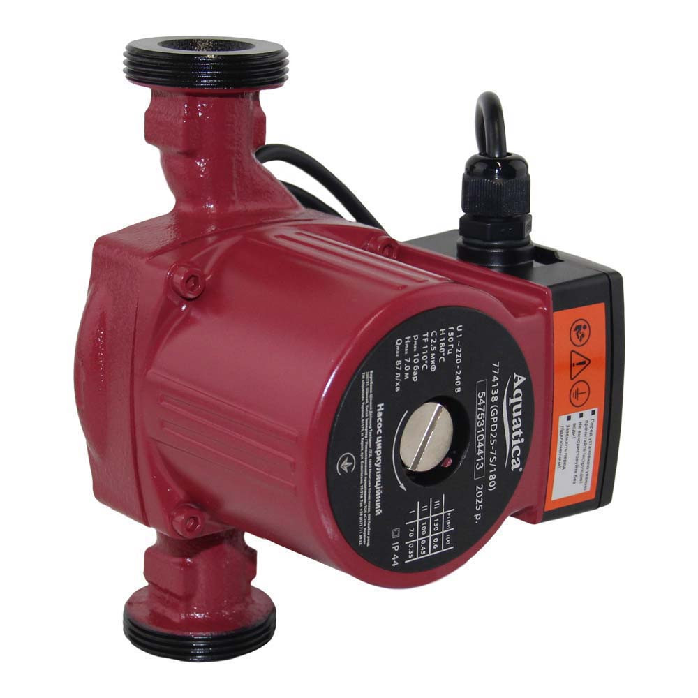 Aquatica Насос циркуляционный 130Вт Hmax 7м Qmax 87л/мин Ø1½" 180мм + гайки Ø1" AQUATICA (77413 Коломыя - изображение 6