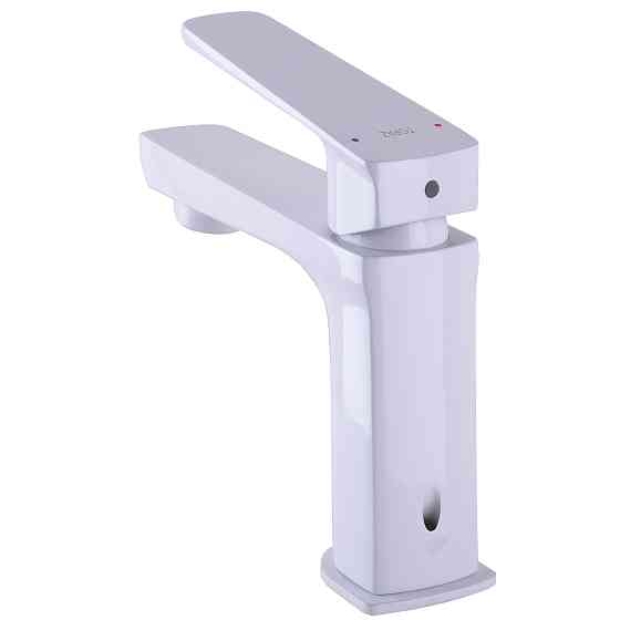 Змішувач для умивальника TOPAZ LEXI TL 21201-H57-W на гайці, Білий глянець ,шланги TAQ-M1055,D25 Київ