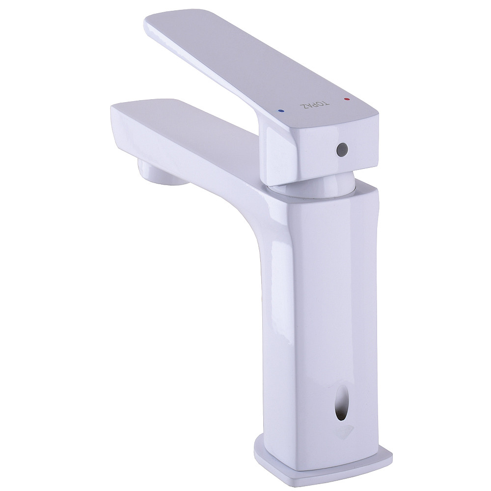 Змішувач для умивальника TOPAZ LEXI TL 21201-H57-W на гайці, Білий глянець ,шланги TAQ-M1055,D25 Тернопіль - фото 6