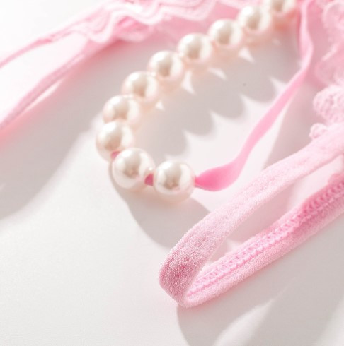 Трусики з розрізом та перлинами рожеві - розмір універсальний, резинка до 84см. Київ - фото 3