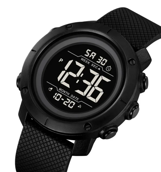 Чоловічий наручний годинник Skmei 2497 з каучуковим ремінцем (Чорний із чорним) Вінниця - фото 2