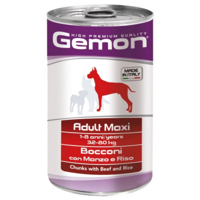 Консервы для собак Gemon Dog Wet Maxi Adult кусочки с говядиной и рисом 1.25 кг (8009470387903) Винница - изображение 1