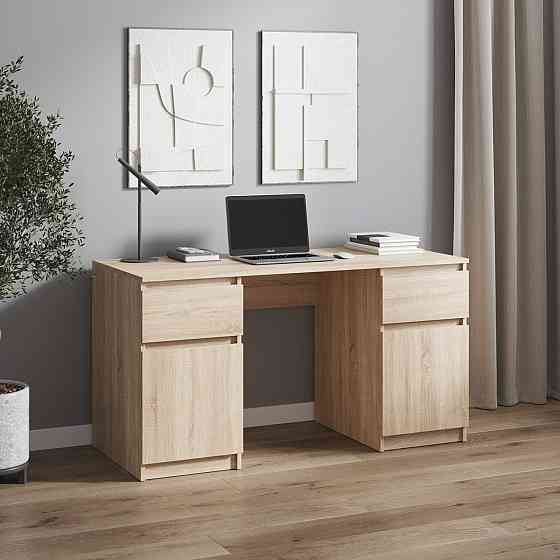 Компьютерный стол VAYS, письменный стол с двумя тумбами, c ящиками без ручек R-34 Дуб Сонома Львов