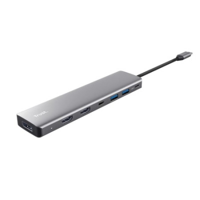 Концентратор Trust USB-C 7-in1 2xUSB-А 3.2/2xUSB-С/2xHDMI/DP aluminiu 0.16m grey (25661_TRUST) Вінниця - фото 3