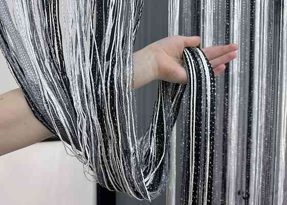 Шторы-нити с люрексом Графитовый с черным и белым 300х300см 1 шт (61-102) Киев