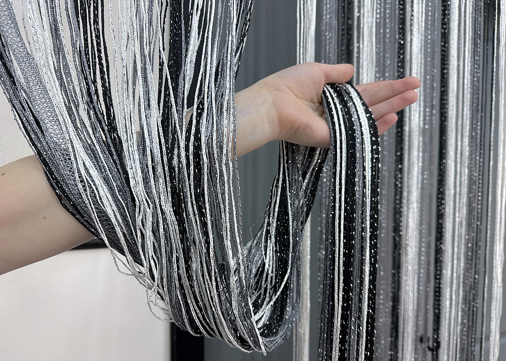 Шторы-нити с люрексом Графитовый с черным и белым 300х300см 1 шт (61-102) Киев - изображение 6