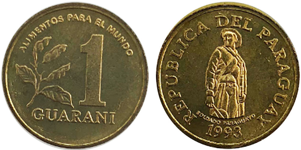 Парагвай 1 Guaranies 1993 год UNC Полтава - изображение 1