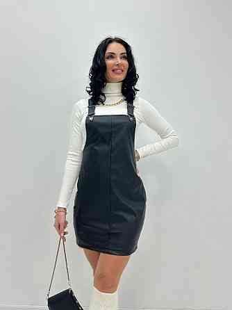 Сарафан з екошкіри "Jolly" оптом / Розпродаж моделі Чорний, 42-44 Київ