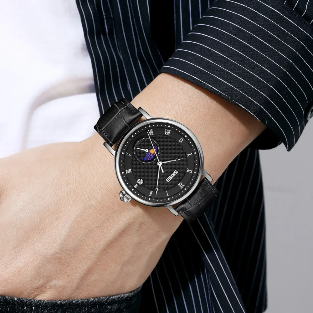 Годинник класичний чоловічий Skmei 9308 (Чорний з чорним циферблатом) Київ - фото 5