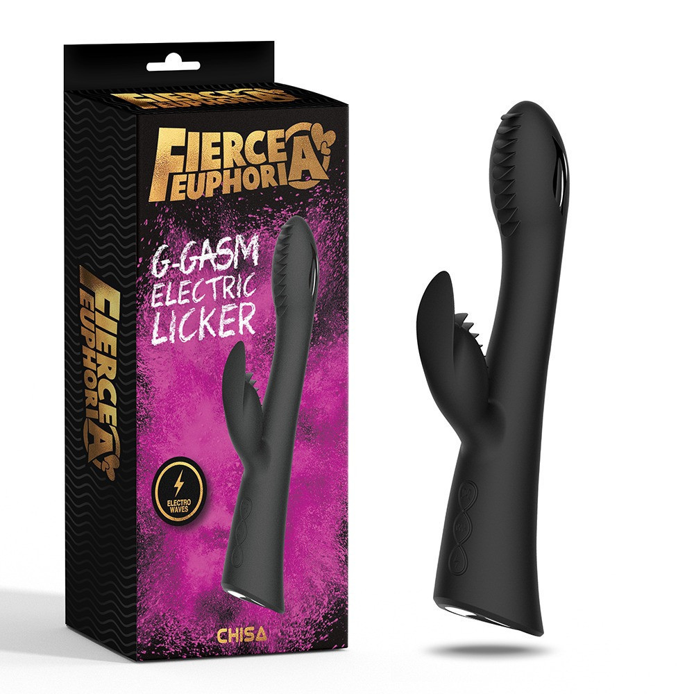 Вібратор з електростимуляцією Chisa Fierce Euphoria G-GASM та кліторальним рельєфним відростком, чорний Sex Aura Київ - фото 1