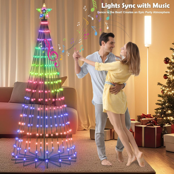 Розумна LED ялинка 2.4 м (8 ft) RGB 500 діодів з додатком та пультом | Музична синхронізація, водонепроникна, для вулиці та дому Київ