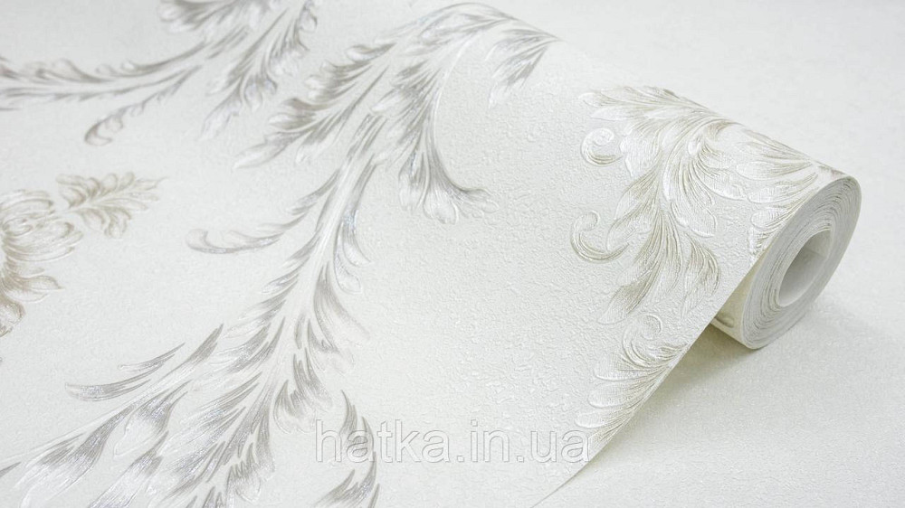 Шпалери метрові вінілові на флізеліні Sintra Classic класика вензелю візерунки структурні срібло золото на білому 520062 Київ - фото 3