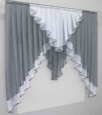 Кухонный ламбрекен VR-Textil № 022к графитовый с белым 150х150 см (52-0014) Киев