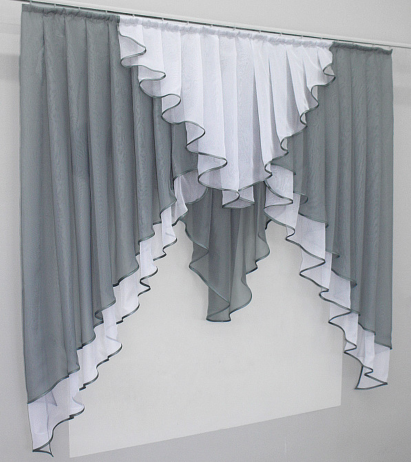 Кухонный ламбрекен VR-Textil № 022к графитовый с белым 150х150 см (52-0014) Киев - изображение 2