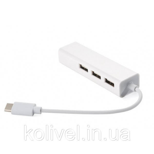 USB Hub Type-C Hub 3-port USB2.0 + RJ45 Fast Ethernet, білий (S0742) Київ - фото 1