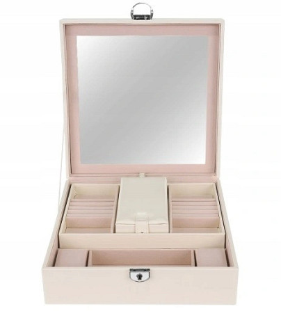 Скринька - футляр для зберігання прикрас з ключем Beautylushh (8895) Beige Нововолинськ - фото 3