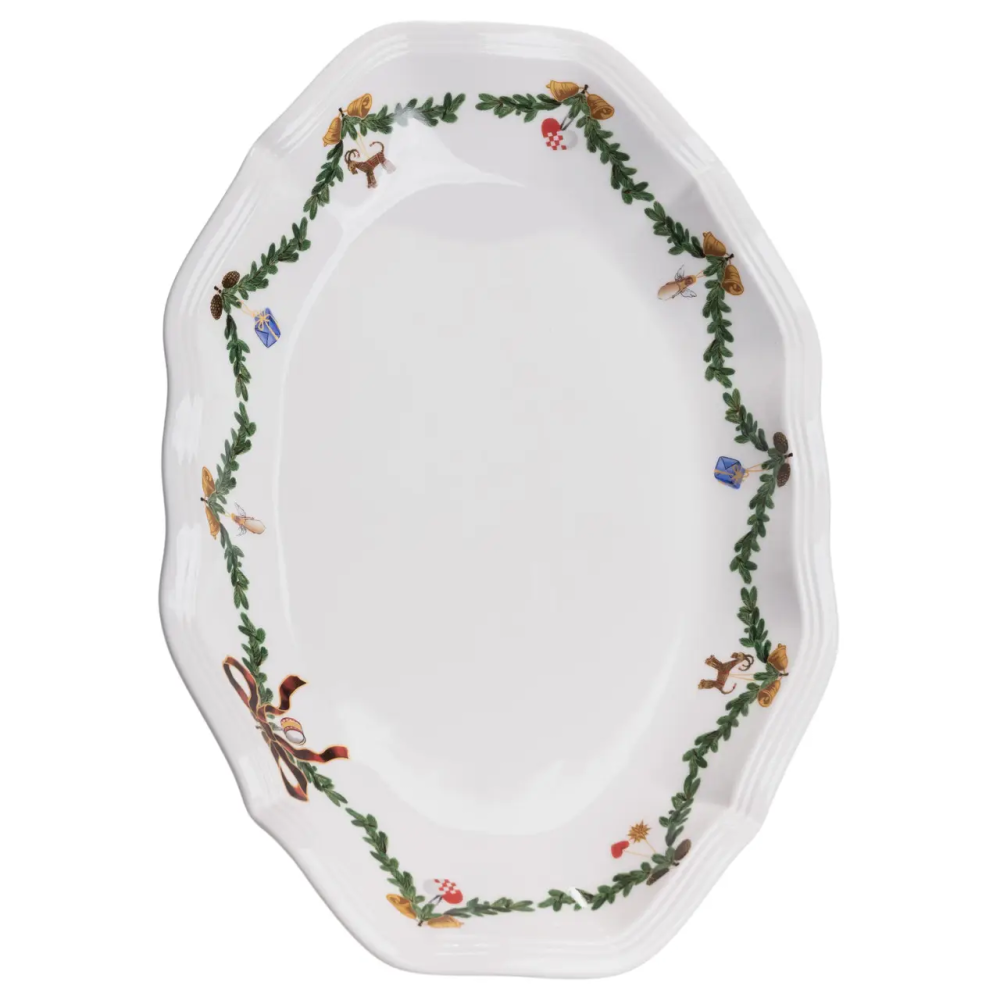 Yiwu Тарілка овальна новорічна 36х20 см порцелянова сервірувальна YY78-11A-5 Коломия - фото 1