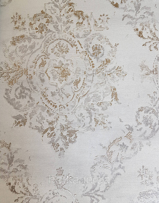 Шпалери вінілові на флізеліні AS creation Garda 1.06Х10.05 класика дамаск вензель сріблясті на світло-сірому Київ - фото 1