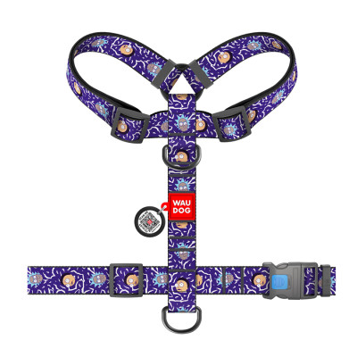 Шлея для собак WAUDOG Nylon анатомічна H-подібна з QR-паспортом "Рік та Морті 2" пластиковий фастекс, XL (323-0281) Вінниця - фото 2