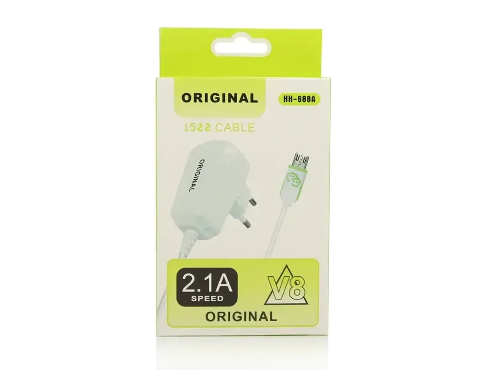 Мережевий зарядний пристрій Original HH-688A 220V (12W, 5V/2.1A) на 1 USB-порт із кабелем micro-USB 1.5м Одеса - фото 1