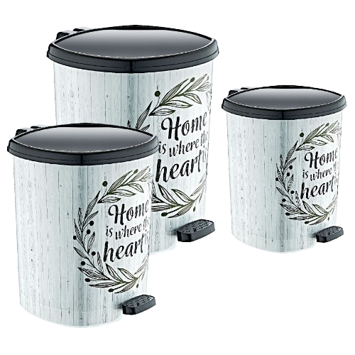 Набір відер для сміття 3 предмети: (6л/11л/20л) з малюнком Дім Вінтаж Decor ELIF Житомир - фото 1