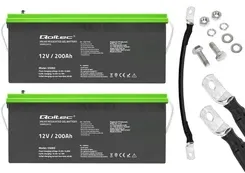 Zestaw: 2 x Акумулятор żelowy Qoltec GEL Professional LongLife 12V 200Ah + przewód do łączenia 3SPZC21726 12V/24V magazyn energii Київ - фото 1