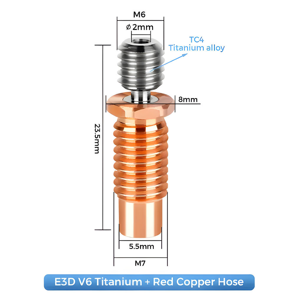 Високотемпературне біметалеве горло T-Trees для 3д принтерів з хотнедом типу E3D V6 Київ - фото 2