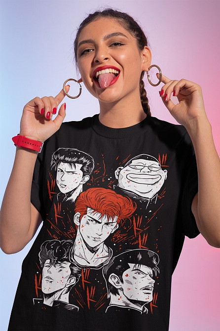 Футболка з аніме принтом Аніме Баскетбалл Слам Дунк оверсайз (S/M/L) Чорний AnimeJ0429 Дніпро - фото 1