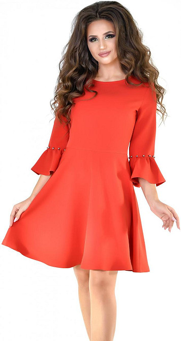 Червоне ніжне плаття з розкльошеною спідницею (44) Київ - фото 1