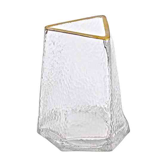 Стеклянная ваза для цветов, декоративный треугольник с золотой каймой, 16 см HP-1709 Киев