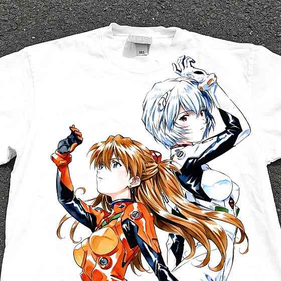 Футболка для хлопчика з принтом аніме Неон Генезис Євангеліон Асука Реі Плугсуіт оверсайз (зріст від 165 до 180) Чорний Дніпро