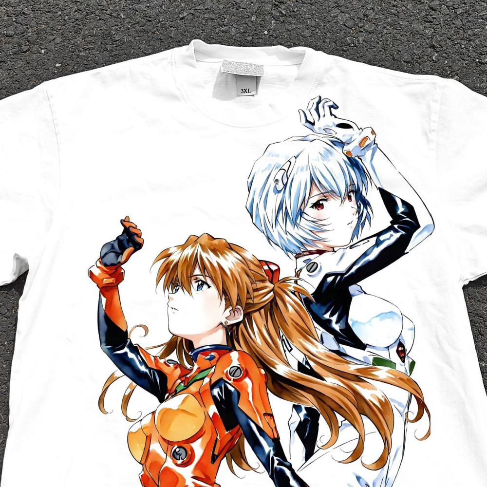 Футболка для мальчика с принтом аниме Неон Генезис Евангелион Асука Реи Плугсуит оверсайз (рост от 165 до 180 ) Черний Днепр - изображение 2