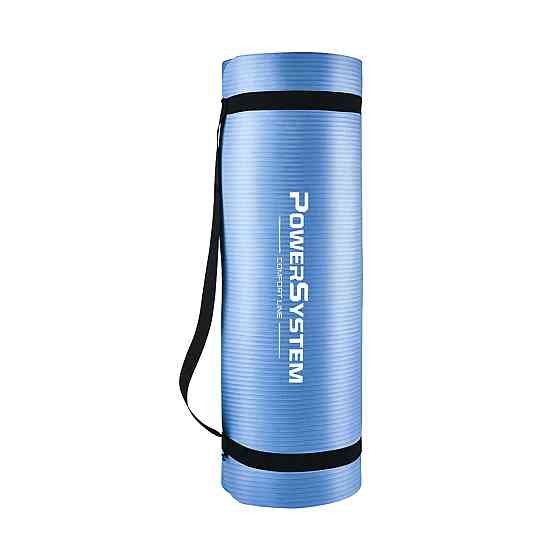 Коврик гимнастический для йоги фитнеса пилатеса Power System PS-4017 NBR Fitness Yoga Mat Plus Blue 180х61х1 Киев