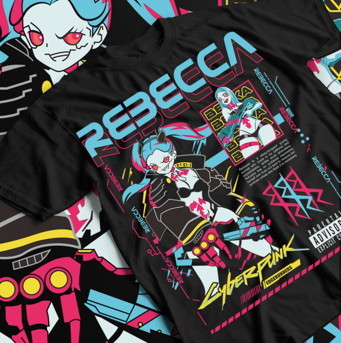 Футболка аниме Кйберпунк Ваифу Аниме Ретро оверсайз (S/M/L) Черний AnimeJ0663 Днепр - изображение 1