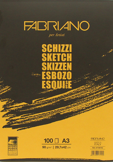 Склейка для ескізів Schizzi Sketch A3 (29,7x42 см) 90г/м2 100л. Fabriano Київ - фото 1