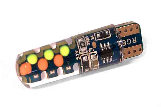 Світлодіодна лампа StarLight T10 12 діодів 12 V СІВ / crystal MULTICOLOR / друкована плата Харків
