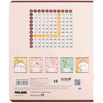 Зошит Kite Molang, 18 аркушів, клітинка (ML25-236) Вінниця