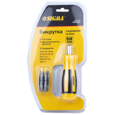 Отвертка Sigma с реверсом c битами 12шт CrV (4001831) Винница - изображение 6