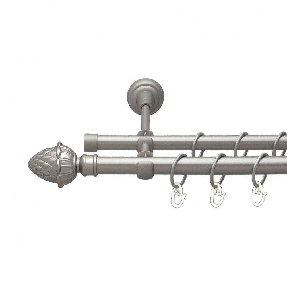 Карниз Orvit Цинара металевий дворядний відкритий гладка труба кільце металеве Сатин 19\16 мм 300 см Львов - изображение 1