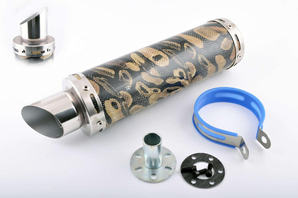 Глушник (тюнінг) 300*9 см, кріп. Ø48mm (нержавіюча сталь, зміїна шкіра, прямоток, тип:3) Мукачево - фото 1