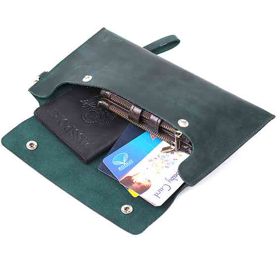 Винтажная матовая женская тревел-косметичка Shvigel 16430 Зеленый Киев