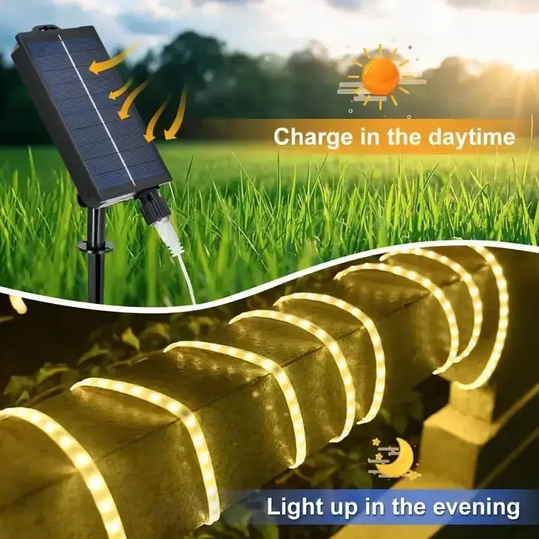 LED гирлянда с солнечной батареей 10 м (теплый белый свет) Коломия - фото 6