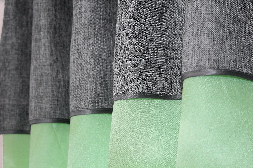 Кухонні штори VR-Textil № 073к з ламбрекеном і підхватами салатовий з сірим 270х170 см ( 52-0274) Київ - фото 4