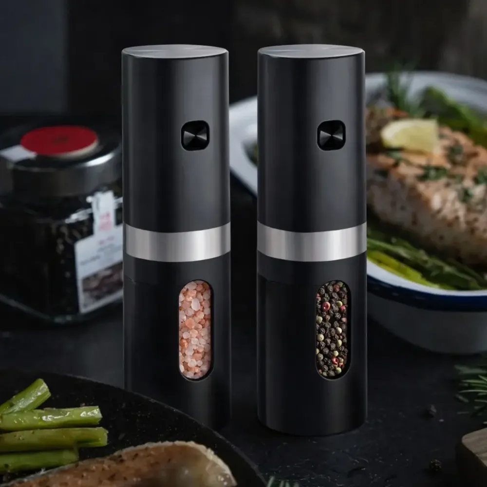 Набор мельниц для специй, перца, соли / Электромельница от USB с подсветкой и подставкой Коломия - фото 1