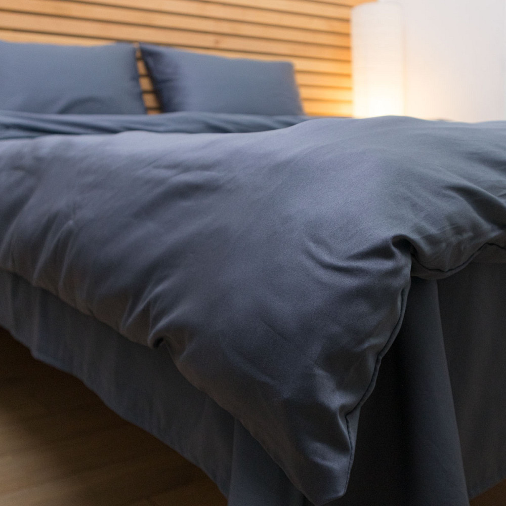 Cемейный комплект постельного белья Сатин Гладкий 135 г/м2 YouStar (Серый) 2 х 70х70 Сумы - изображение 2