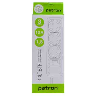 Сетевой фильтр питания Patron EXT-PN-SP-1032, 1.8m Black (EXT-PN-SP-1032) Винница